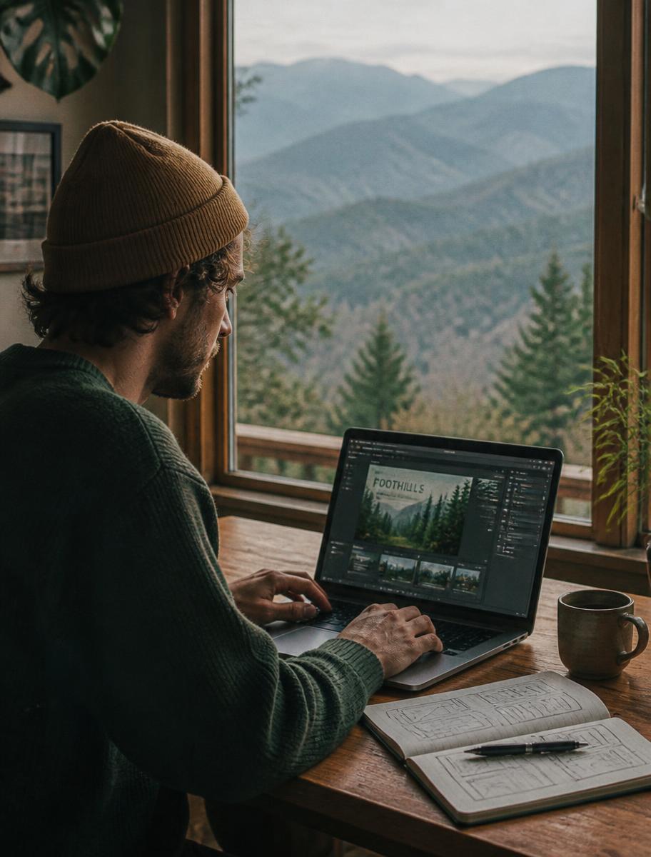 Dax Chatham working on a client website from Asheville, North Carolina